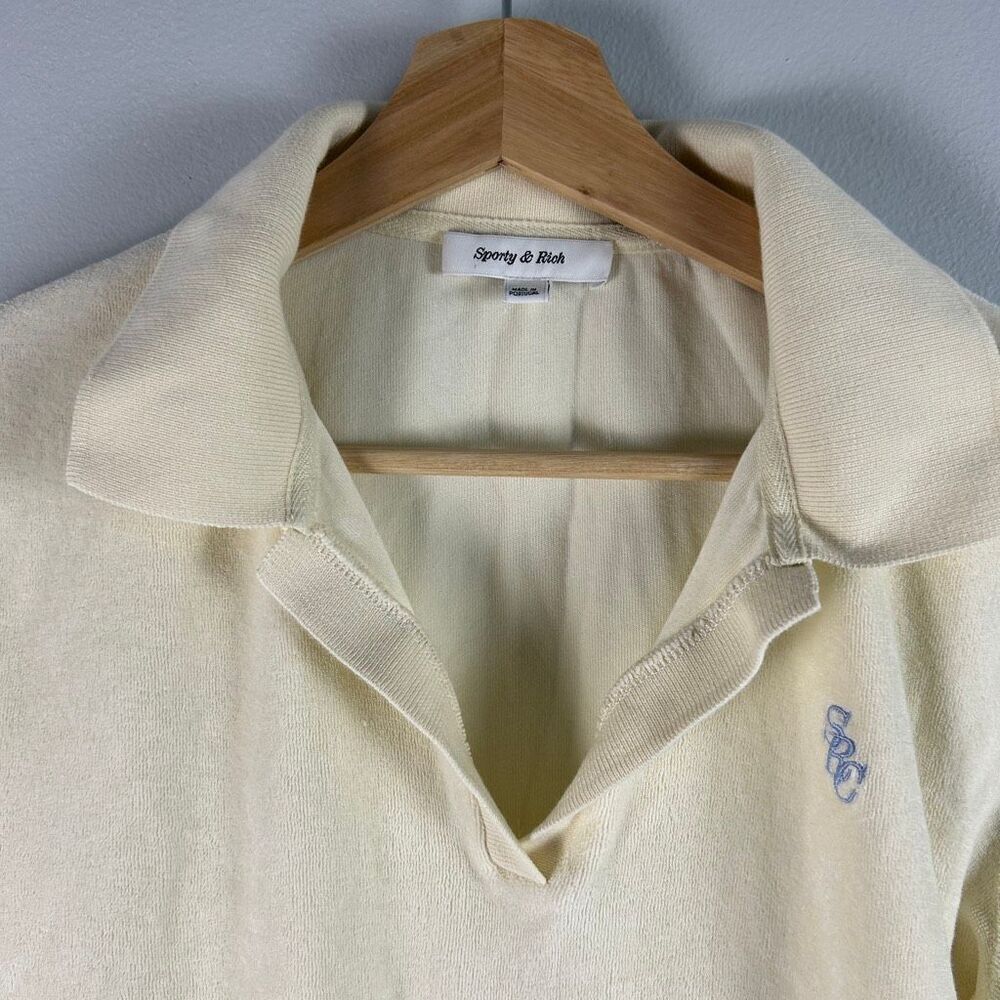 Sporty & Rich Terry Cloth Monogram Polo Shirt XS - Picture 11 of 11